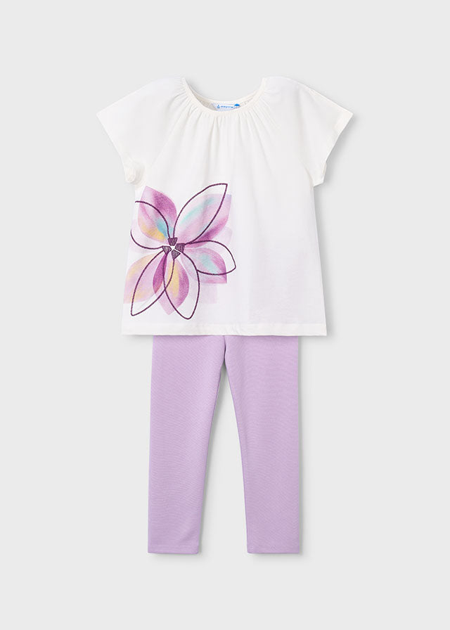 Set T-Shirt Maniche Corte E Leggings Lilla