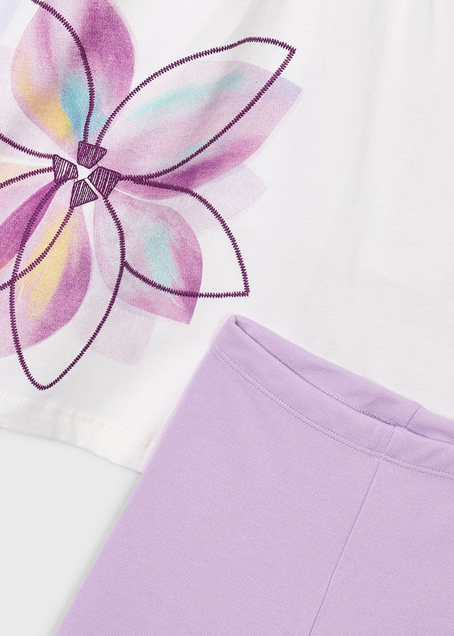 Set T-Shirt Maniche Corte E Leggings Lilla