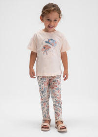 Set 2 Pezzi T-Shirt Stampe E Pantaloni A Fiori