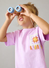 Set 2 Pezzi T-Shirt Lilla E Pantaloni Fantasia