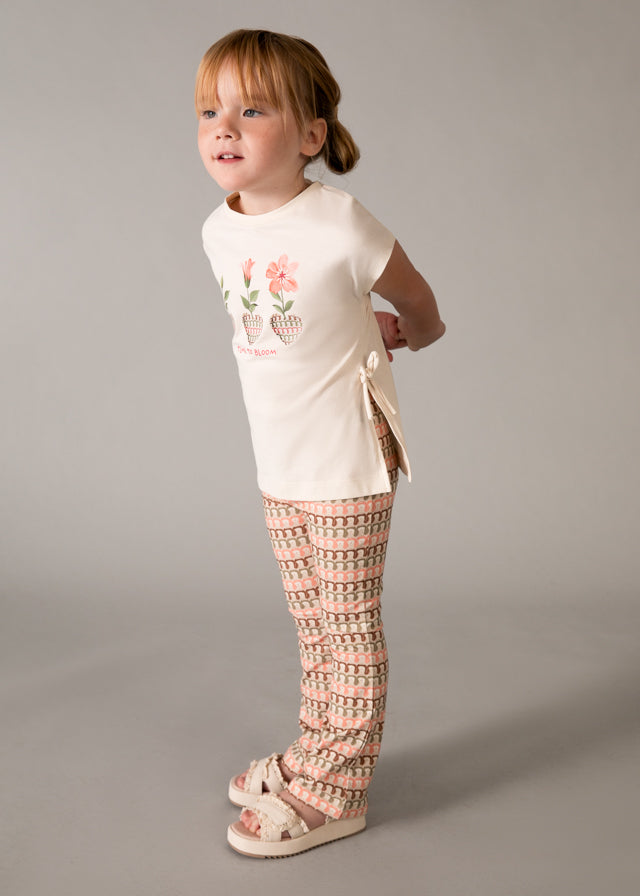 Set 2 Pezzi T-Shirt Rosa E Pantalone A Zampa