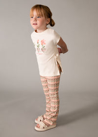 Set 2 Pezzi T-Shirt Rosa E Pantalone A Zampa