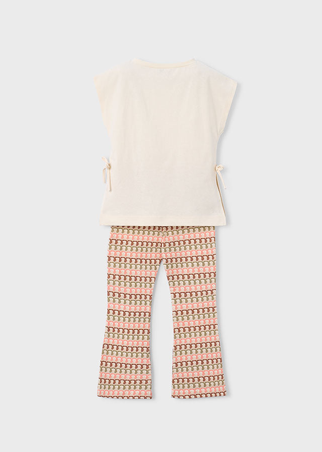 Set 2 Pezzi T-Shirt Rosa E Pantalone A Zampa