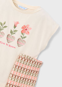 Set 2 Pezzi T-Shirt Rosa E Pantalone A Zampa