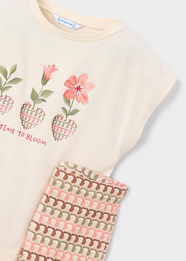 Set 2 Pezzi T-Shirt Rosa E Pantalone A Zampa