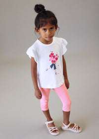 Set 3 Pezzi T-Shirt E Doppia Variante Leggings Rosa