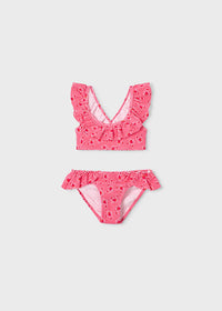 Bikini Stretch Con Micro-Stampa Rosa