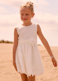Vestito Elegante Smanicato Crema