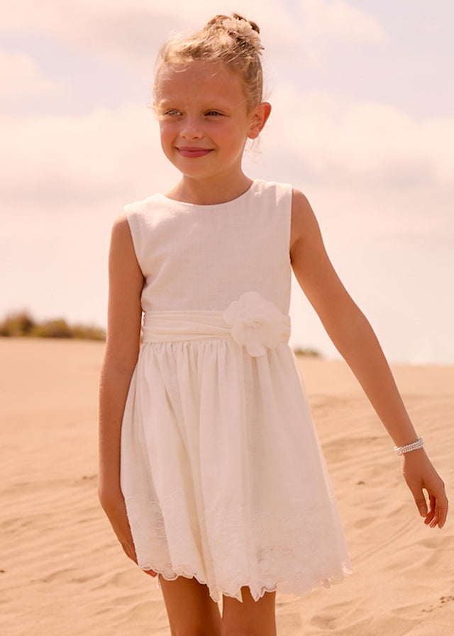 Vestito Elegante Smanicato Crema