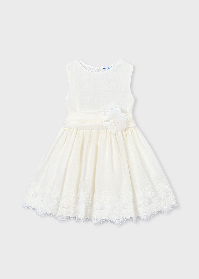Vestito Elegante Smanicato Crema