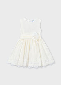 Vestito Elegante Smanicato Crema
