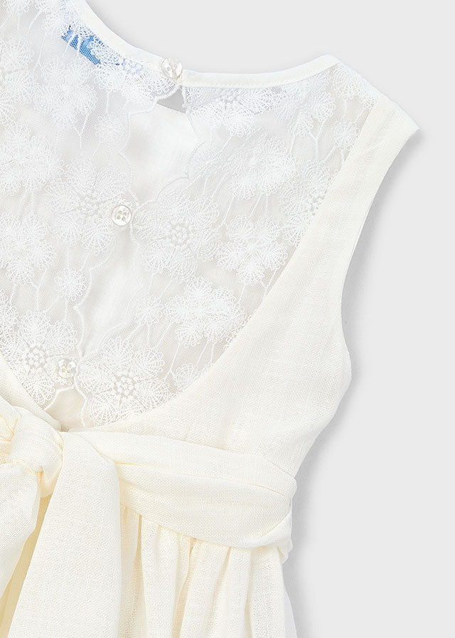 Vestito Elegante Smanicato Crema