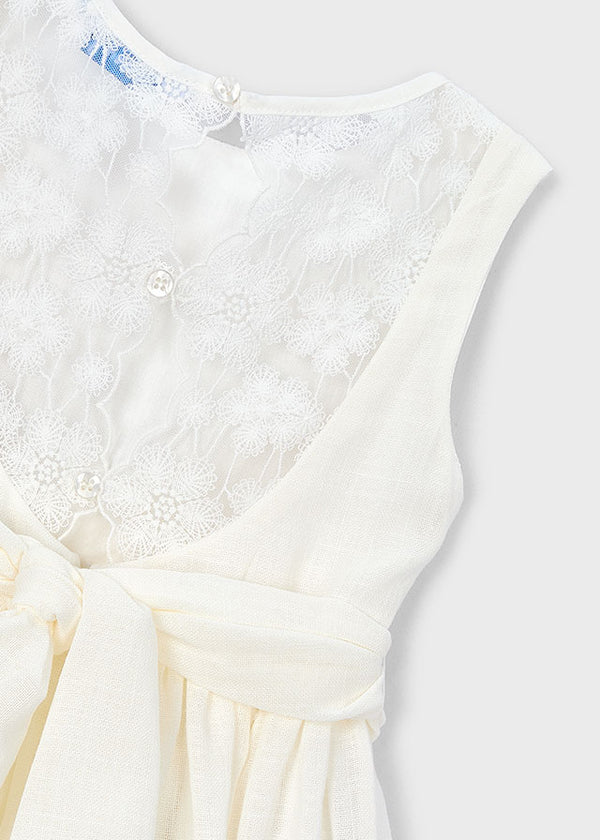 Vestito Elegante Smanicato Crema