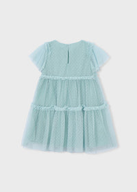 Abito In Tulle Plumetis Verde Acqua