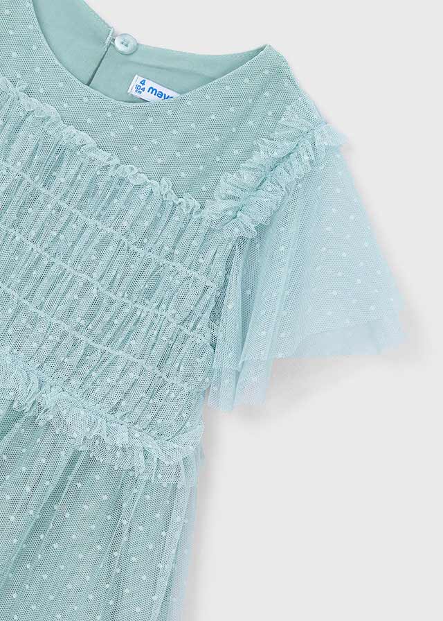 Abito In Tulle Plumetis Verde Acqua
