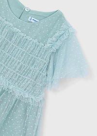 Abito In Tulle Plumetis Verde Acqua