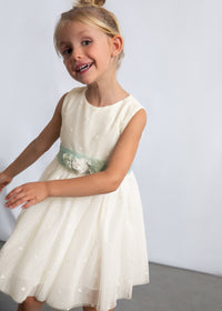 Vestito Elegante In Tulle E Organza Avorio