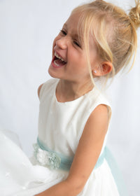 Vestito Elegante In Tulle E Organza Avorio