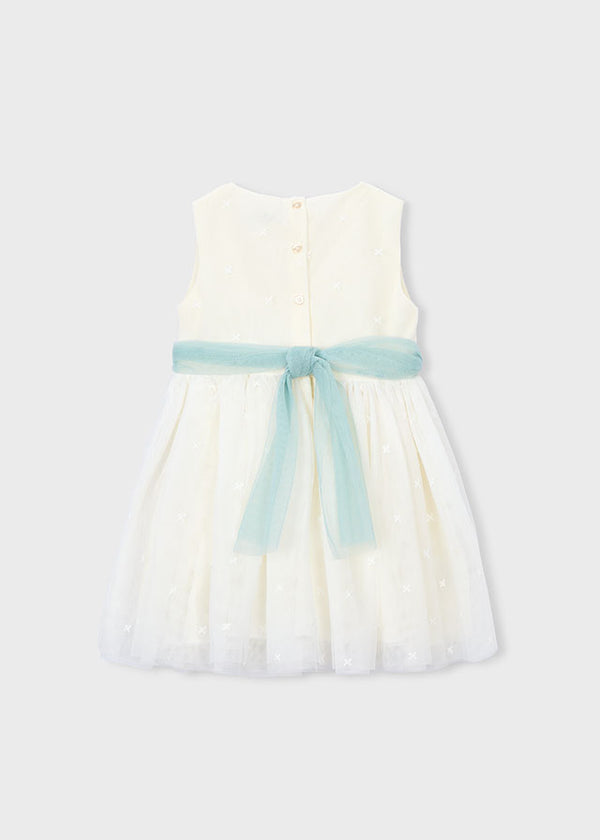 Vestito Elegante In Tulle E Organza Avorio