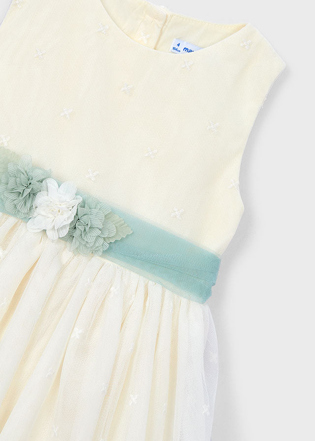 Vestito Elegante In Tulle E Organza Avorio