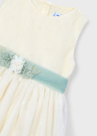 Vestito Elegante In Tulle E Organza Avorio