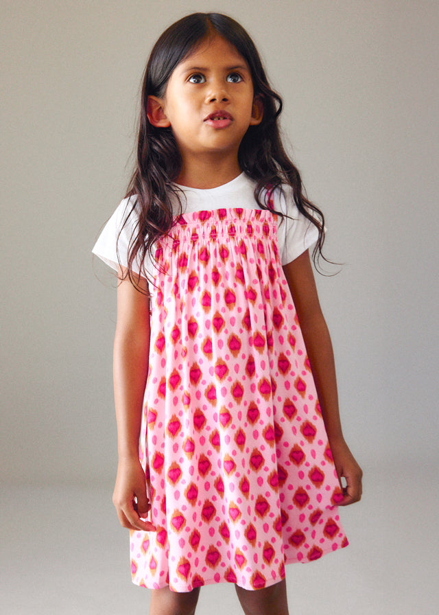 Set 2 Pezzi T-Shirt Bianca E Abito Rosa