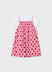 Set 2 Pezzi T-Shirt Bianca E Abito Rosa