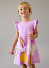 Abito Lilla Con Stampe Pop