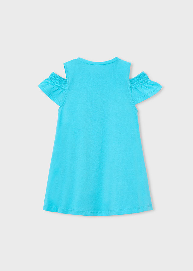 Vestito Cut-Out Azzurro Con Borsetta