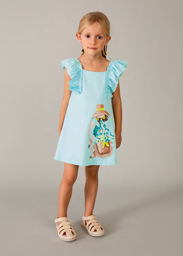 Vestito Azzurro Con Grafica Summer Girl