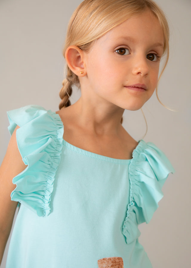 Vestito Azzurro Con Grafica Summer Girl