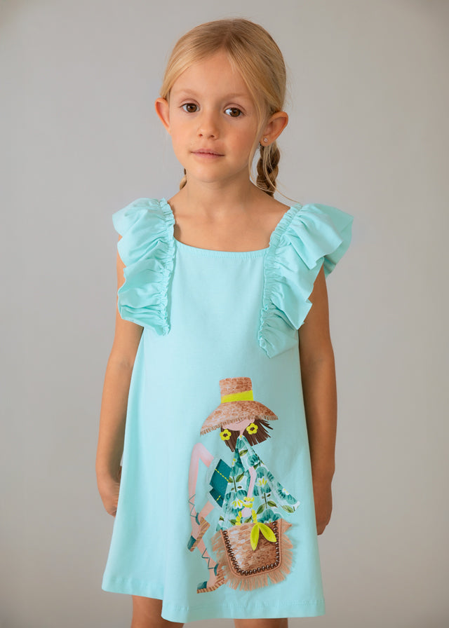 Vestito Azzurro Con Grafica Summer Girl