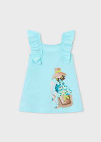 Vestito Azzurro Con Grafica Summer Girl