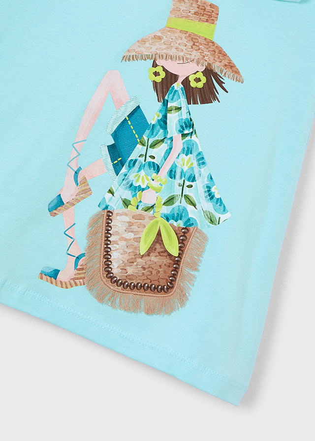Vestito Azzurro Con Grafica Summer Girl