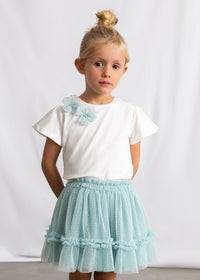 Completo T-Shirt E Gonna In Tulle Verde