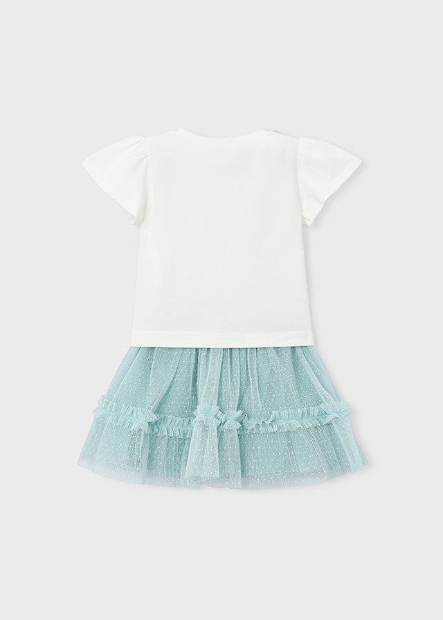 Completo T-Shirt E Gonna In Tulle Verde