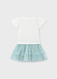 Completo T-Shirt E Gonna In Tulle Verde