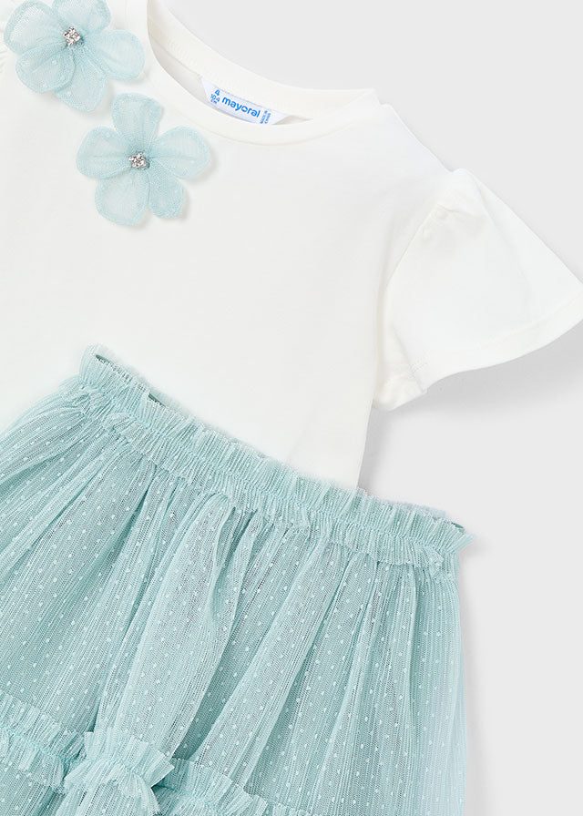Completo T-Shirt E Gonna In Tulle Verde