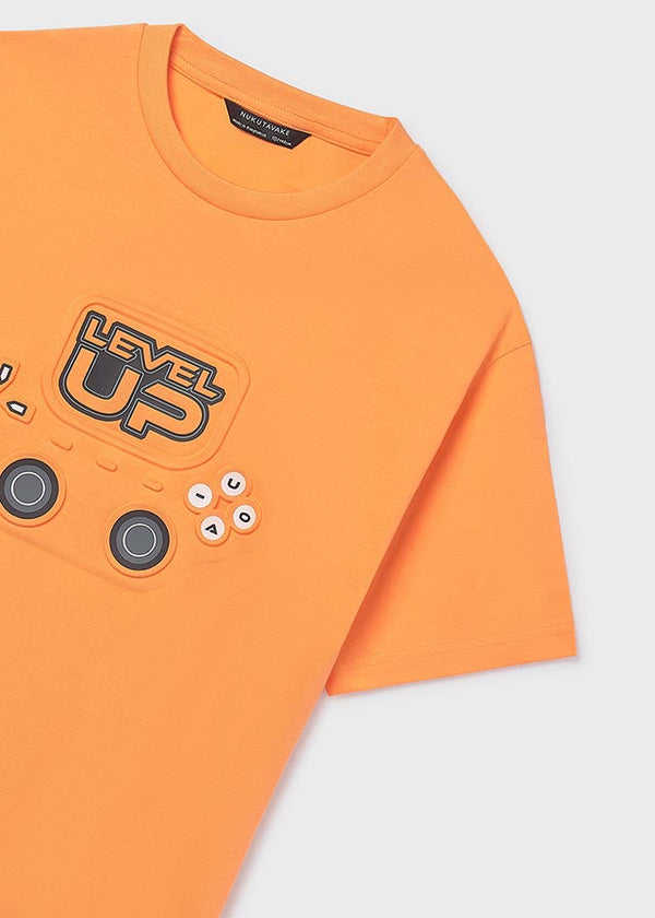 Maglietta Manica Corta Embossed Pesca