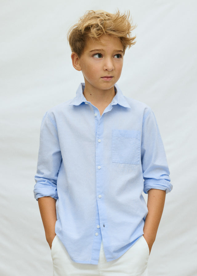Camicia Manica Lunga Celeste