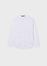 Camicia Manica Lunga Collo Coreano Bianco