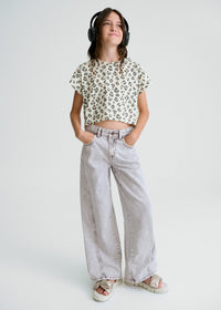 Pantalone Lungo Jeans Wide Grigio