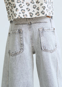 Pantalone Lungo Jeans Wide Grigio