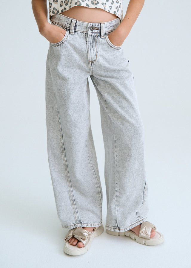 Pantalone Lungo Jeans Wide Grigio