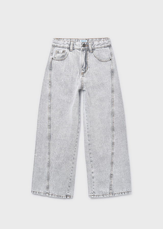 Pantalone Lungo Jeans Wide Grigio