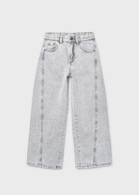 Pantalone Lungo Jeans Wide Grigio