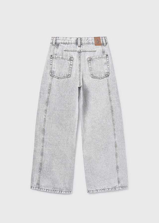 Pantalone Lungo Jeans Wide Grigio