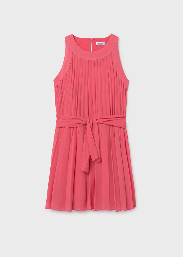 Vestito Plisse Color Corallo
