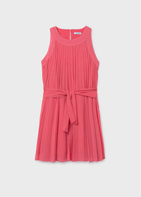 Vestito Plisse Color Corallo