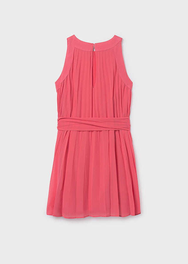 Vestito Plisse Color Corallo